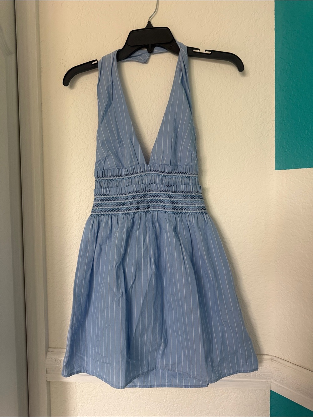 ZARA light blue summer dress with open back XS